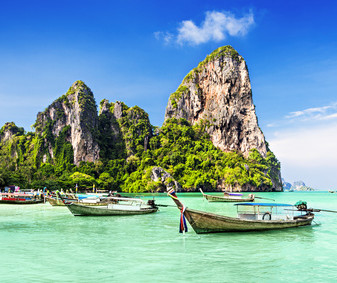 Longtale boats at the beautiful beach, Thailand